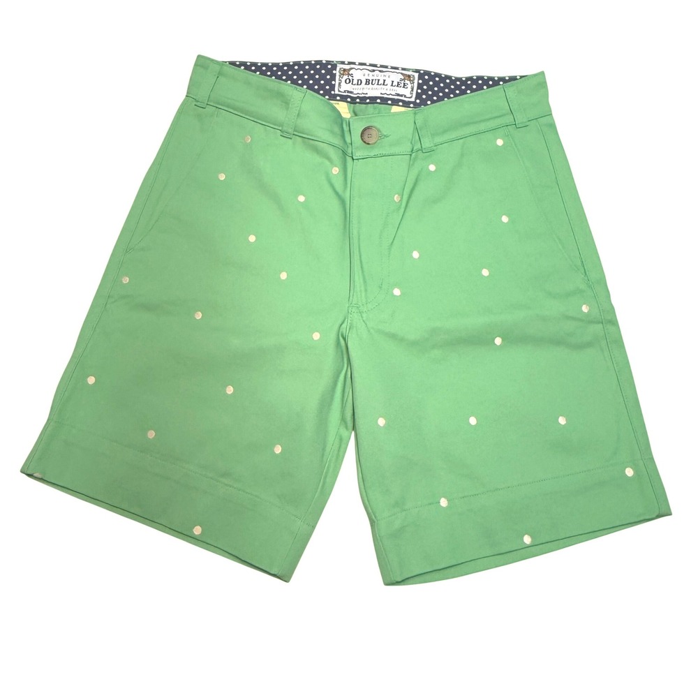 NWOT Old Bull Lee Mens Green Embroidered‎ Polka Dot Chino Shorts Preppy Golf